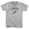 Lagos Running Track Winged Foot Adult Cotton V-neck T-shirt by Tribe Lacrosse