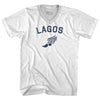 Lagos Running Track Winged Foot Adult Tri-Blend V-neck T-shirt by Tribe Lacrosse