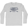 Libbys Surf Break Crossed Surf Board Surfing Destination Adult Cotton Long Sleeve T-Shirt by Tribe Lacrosse