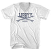 Libbys Surf Break Crossed Surf Board Surfing Destination Adult Cotton V-Neck T-Shirt by Tribe Lacrosse