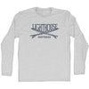 Lighthouse Surf Break Crossed Surf Board Surfing Destination Adult Cotton Long Sleeve T-Shirt by Tribe Lacrosse