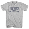 Lighthouse Surf Break Crossed Surf Board Surfing Destination Adult Cotton T-Shirt by Tribe Lacrosse