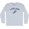 Ljubljana Running Track Winged Foot Adult Tri-Blend Long Sleeve T-shirt by Tribe Lacrosse