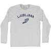 Ljubljana Running Track Winged Foot Adult Cotton Long Sleeve T-shirt by Tribe Lacrosse