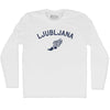 Ljubljana Running Track Winged Foot Adult Cotton Long Sleeve T-shirt by Tribe Lacrosse