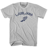 Ljubljana Running Track Winged Foot Adult Cotton T-shirt by Tribe Lacrosse