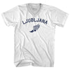 Ljubljana Running Track Winged Foot Adult Tri-Blend V-neck T-shirt by Tribe Lacrosse