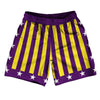 Louisiana Purple Yellow and White Athletic Running Fitness Exercise Shorts 7" Inseam Shorts Made In USA by Tribe Lacrosse