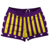 Louisiana Purple Yellow and White Shorty Short Gym Shorts 2.5" Inseam Made In USA by Tribe Lacrosse
