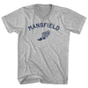 Mansfield Running Track Winged Foot Adult Cotton V-neck T-shirt by Tribe Lacrosse