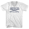 Middles Surf Break Crossed Surf Board Surfing Destination Adult Cotton V-Neck T-Shirt by Tribe Lacrosse