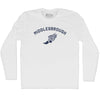 Middlesbrough Running Track Winged Foot-Adult Cotton Long Sleeve T-shirt by Tribe Lacrosse