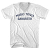 Music Trivia Gangster Adult Cotton V-neck T-shirt by Tribe Lacrosse