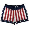 Navy Blue, Red and White Champ Shorty Short Gym Shorts 2.5" Inseam Made In USA by Tribe Lacrosse