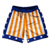 New York Royal, Orange and White Champ Athletic Running Fitness Exercise Shorts 7" Inseam Shorts Made In USA by Tribe Lacrosse