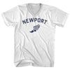 Newport Running Track Winged Foot Adult Cotton V-neck T-shirt by Tribe Lacrosse