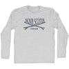 Nova Scottia Surf Break Crossed Surf Board Surfing Destination Adult Cotton Long Sleeve T-Shirt by Tribe Lacrosse