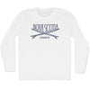 Nova Scottia Surf Break Crossed Surf Board Surfing Destination Adult Cotton Long Sleeve T-Shirt by Tribe Lacrosse