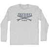 Pensacola Beach Surf Break Crossed Surf Board Surfing Destination Adult Cotton Long Sleeve T-Shirt by Tribe Lacrosse