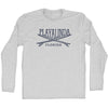Playalinda Surf Break Crossed Surf Board Surfing Destination Adult Cotton Long Sleeve T-Shirt by Tribe Lacrosse