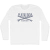 Playalinda Surf Break Crossed Surf Board Surfing Destination Adult Cotton Long Sleeve T-Shirt by Tribe Lacrosse