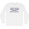 Reef Road Surf Break Crossed Surf Board Surfing Destination Adult Cotton Long Sleeve T-Shirt by Tribe Lacrosse