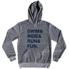 Swim& Ride& Run& Fun. Custom Name & Tri-Blend Hoodie by Tribe Lacrosse