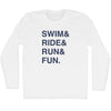Swim& Ride& Run& Fun. Custom Name & Adult Cotton Long Sleeve T-shirt by Tribe Lacrosse