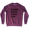 Swim& Ride& Run& Fun. Custom Name & Adult Tri-Blend Sweatshirt by Tribe Lacrosse