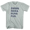 Swim& Ride& Run& Fun. Custom Name & Adult Tri-Blend T-shirt by Tribe Lacrosse