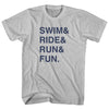 Swim& Ride& Run& Fun. Custom Name & Adult Cotton T-shirt by Tribe Lacrosse
