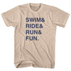 Swim& Ride& Run& Fun. Custom Name & Adult Cotton T-shirt by Tribe Lacrosse