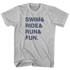 Swim& Ride& Run& Fun. Custom Name & Adult Cotton T-shirt by Tribe Lacrosse