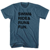 Swim& Ride& Run& Fun. Custom Name & Adult Cotton T-shirt by Tribe Lacrosse