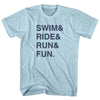 Swim& Ride& Run& Fun. Custom Name & Adult Cotton T-shirt by Tribe Lacrosse
