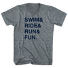 Swim& Ride& Run& Fun. Custom Name & Tri-Blend V-neck Womens Junior Cut T-shirt by Tribe Lacrosse