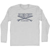 Second Street Surf Break Crossed Surf Board Surfing Destination Adult Cotton Long Sleeve T-Shirt by Tribe Lacrosse