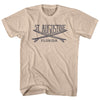 St. Augustine Surf Break Crossed Surf Board Surfing Destination Adult Cotton T-Shirt by Tribe Lacrosse