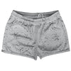 Super Fly Pattern Black and Grey Medium Shorty Short Gym Shorts 2.5" Inseam Made In USA by Tribe Lacrosse
