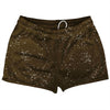 Super Fly Pattern Brown Dark and White Shorty Short Gym Shorts 2.5" Inseam Made In USA by Tribe Lacrosse