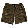 Super Fly Pattern Brown Dark and White Swim Shorts 7" Made in USA by Tribe Lacrosse