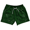 Super Fly Pattern Green Forest and White 5" Swim Shorts Made in USA by Tribe Lacrosse