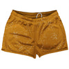 Super Fly Pattern Orange Burnt and White Shorty Short Gym Shorts 2.5" Inseam Made In USA by Tribe Lacrosse