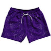Super Fly Pattern Purple Lakers and White 5" Swim Shorts Made in USA by Tribe Lacrosse