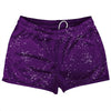 Super Fly Pattern Purple Medium and White Shorty Short Gym Shorts 2.5" Inseam Made In USA by Tribe Lacrosse
