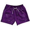 Super Fly Pattern Purple Medium and White 5" Swim Shorts Made in USA by Tribe Lacrosse