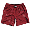 Super Fly Pattern Red Cardinal and White Swim Shorts 7" Made in USA by Tribe Lacrosse
