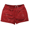 Super Fly Pattern Red Dark and White Shorty Short Gym Shorts 2.5" Inseam Made In USA by Tribe Lacrosse