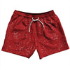 Super Fly Pattern Red Dark and White 5" Swim Shorts Made in USA by Tribe Lacrosse