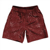 Super Fly Pattern Red Maroon and White Athletic Running Fitness Exercise Shorts 7" Inseam Shorts Made In USA by Tribe Lacrosse